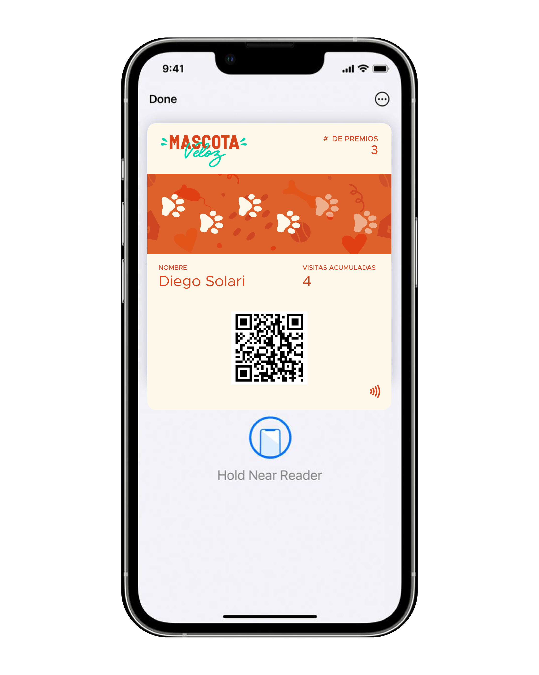 Pase de fidelización MascotaVeloz en Apple Wallet